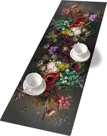 Bertoni - tafelloper tafelkleed - vilt - 115x40cm - bloemen print patroon