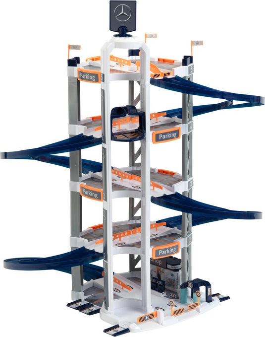 Klein toys theo klein mercedes-benz-parkeergarage met 5 verdiepingen - 55x55x85 cm - wit blauw