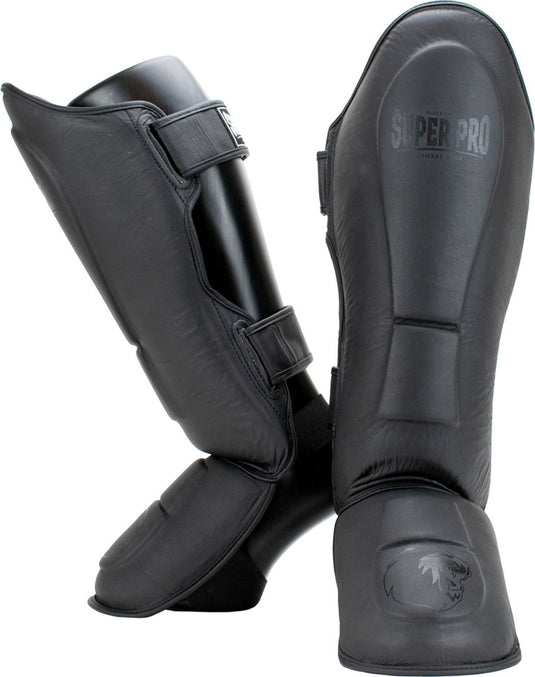 Super pro combat gear lederen scheenbeschermer guardian grijs extra large