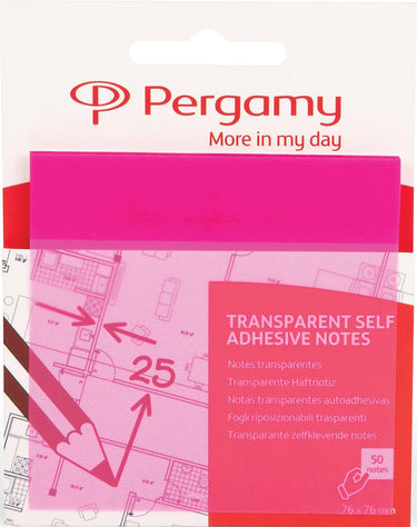 Pergamy transparante notes | ft 76 x 76 mm | 50 vel | roze