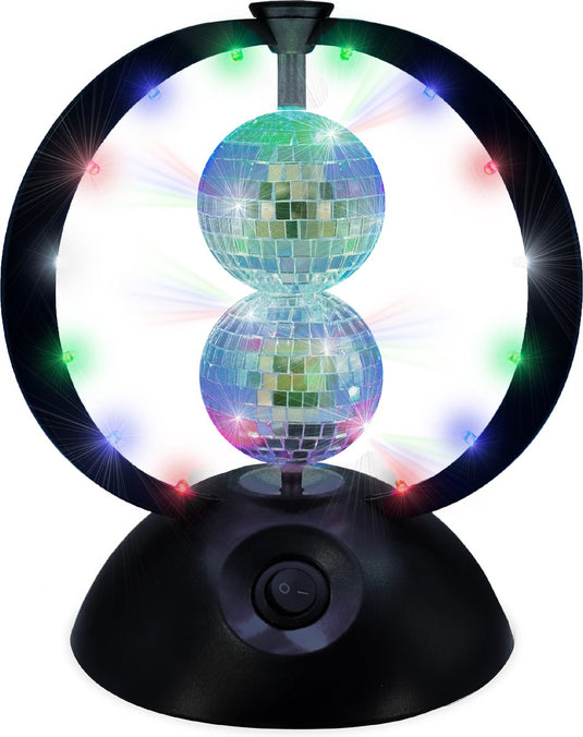 Partyfunlights roterende spiegel discobal zwart - ledlicht - feestverlichting - discolamp - voor kinderen