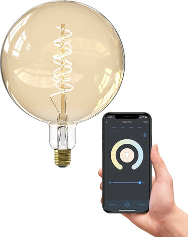 Calex slimme led lamp xxl - 20cm - e27 - smart lichtbron - goud - dimbaar - warm wit licht - 5w