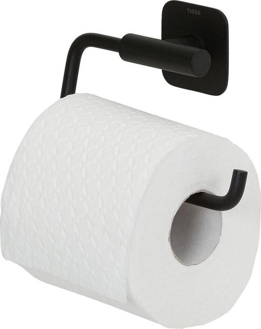 Tiger colar - wc rolhouder zonder klep - zonder te boren - toiletrolhouder zelfklevend - zwart