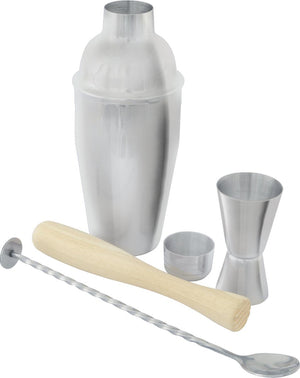 Point-virgule cocktailset - 4-delig - met barlepel, maatje, stamper cobbler shaker