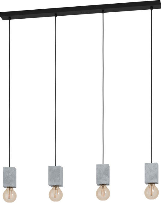 Eglo prestwick 3 hanglamp - e27 - 92,5 cm - zwart grijs