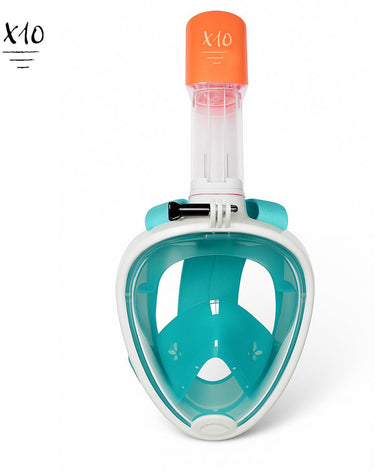 X10 snorkelmasker - duikbril - snorkel - snorkelset - full face masker - kinderen - turquoise - xs