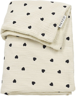 Meyco baby sweet heart ledikant deken - pre-washed hydrofiel - soft sand - 100x150cm - 1.5 tog