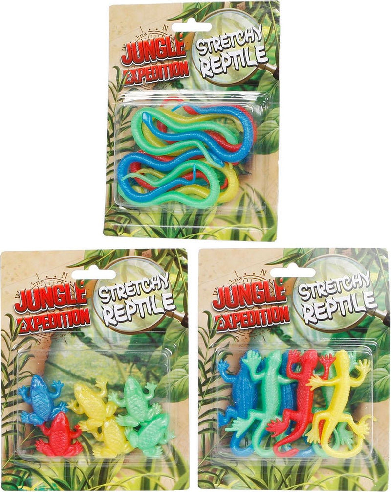Afbeelding laden in galerijviewer, Jungle expedition stretch reptielen 10cm 6 stuks op kaart

