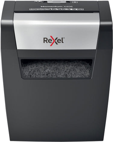 Rexel momentum x406 papierversnipperaar - p4 snippers - tot 6 vel - 15l - zwart