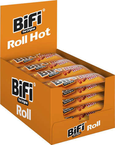 Bifi roll hot - original salami stick met broodlaag - ideale vlees snack - voor tussendoor, onderweg of in de lunchtrommel - 24x45g