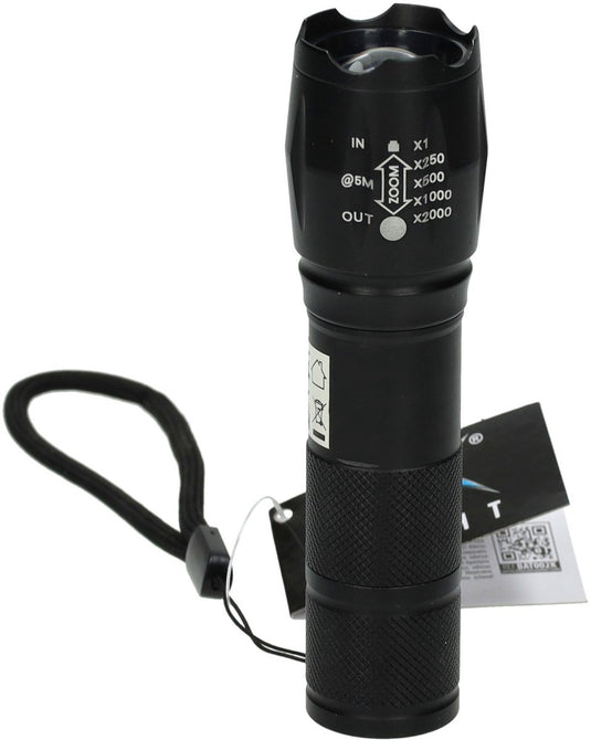 Koopman zaklamp zwart speelgoed - 13cm zaklamp voor kinderen.