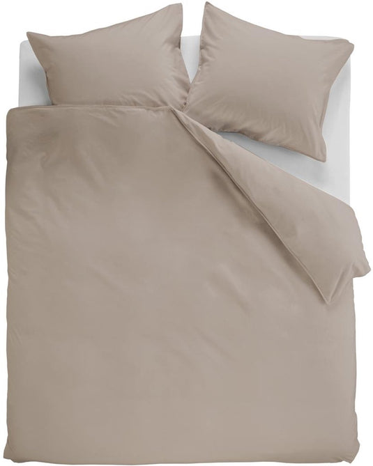 Ambiante cotton uni dekbedovertrek - effen - lits-jumeaux - 240x200 220 - taupe