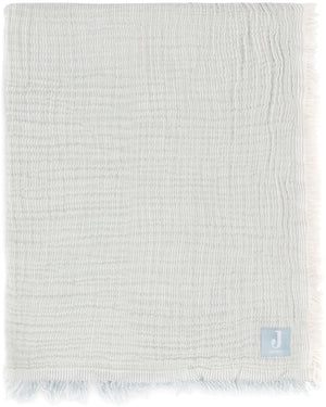 Jollein deken wieg jersey 75x100cm - fringe stripe sea green ivory - gots