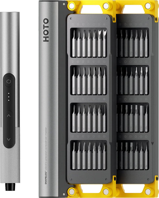 Hoto snapbloq™ s-a01 electric precision screwdriver master set (56-piece) – elektrische precisieschroevendraaier – draadloze minischroevendraaier – borstelloze motor – 3 koppelstanden – led-lampje – usb-c oplaadbaar
