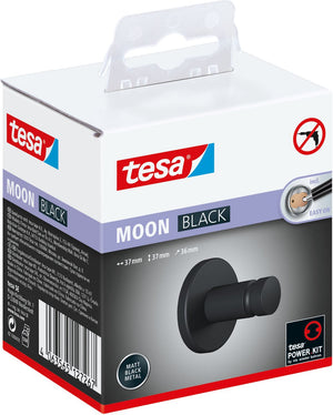 Tesa handdoekhaken moon black matzwart badkamer toilet zelfklevend zonder boren – 37x37x36mm