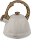 Kinghoff fluitketel 2 liter – rvs – inductie geschikt – crème beige met houtlook handgreep – diamantstructuur – kh-1998