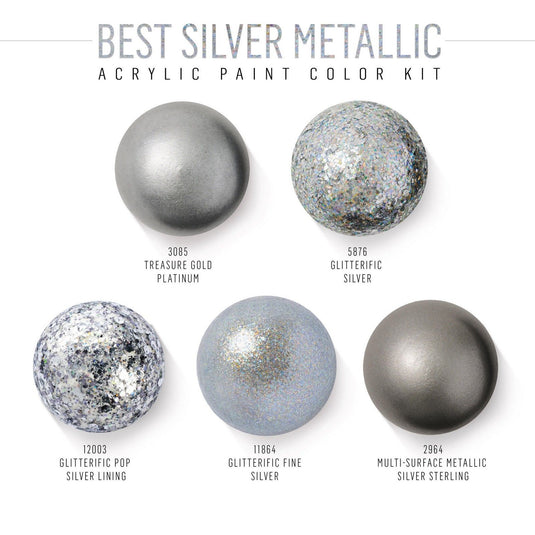 Folkart • acrylic paint color kit best silver metallic 5pcs