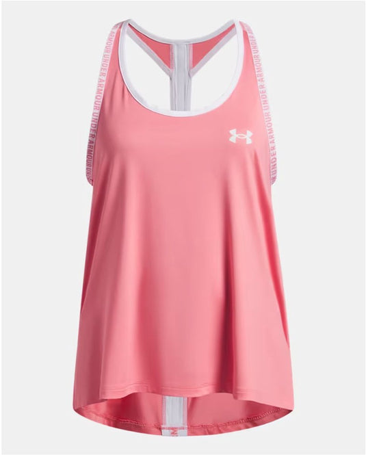 Under armour tech knockout tank-pnk meisjes sportshirt - bittersweet roze - wit 140