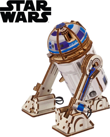 Ugears 3d modelbouw - r2-d2 - star wars - mechanisch bouwpakket hout - educatief speelgoed