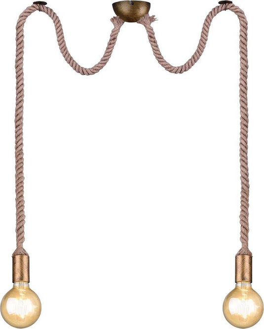 Trio rope - hanglamp - antiek messing - excl. 2x e27 60w