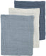 Meyco baby uni pre-washed hydrofiele washandjes - pre-washed hydrofiel - natural jeans blue indigo - 20x17cm - 3-pack