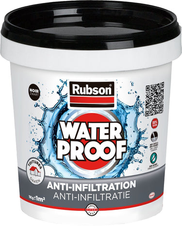 Rubson anti - infiltratie zwart 1kg | daken, funderingen en ingegraven materialen coating | silicone technologie gebaseerd voor maximale elasticiteit | duurzame coating en uv-bestendig | langdurige bescherming tegen vocht.