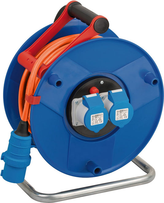 Brennenstuhl garant cee 2 ip44 kabelhaspel (camping kabelhaspel met 25m kabel, 2x cee contactdozen, cee kabeltrommel voor permanent gebruik buitenshuis, made in germany)