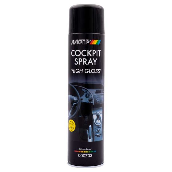 Afbeelding laden in galerijviewer, Motip car care black cockpitspray high gloss hoogglans 600ml spuitbus
