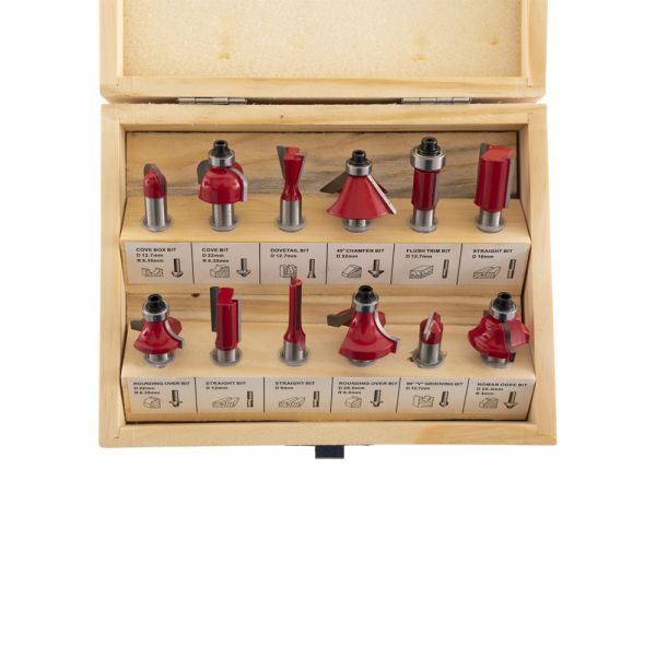 Afbeelding laden in galerijviewer, Bovenfreesset 12-delig houten box
