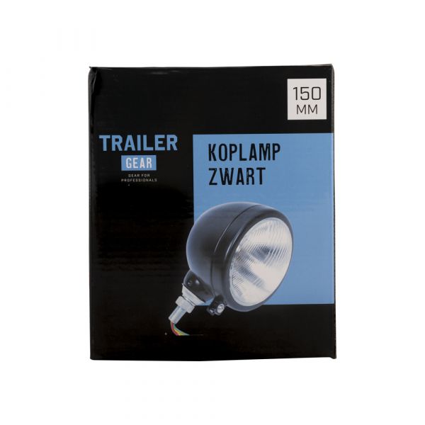 Afbeelding laden in galerijviewer, Trailergear koplamp zwart 150 mm.
