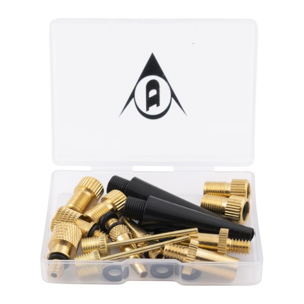 Afbeelding laden in galerijviewer, Dunlop ventiel adapter set 14-delig - verloopnippels voor fiets auto bal - geschikt voor presta schrader ventiel - inclusief opbergdoos en rubber ringen
