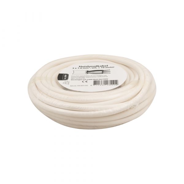 Afbeelding laden in galerijviewer, Bouwkern huishoudsnoer vmvl wit 3 x 1.0 mm², 10 m
