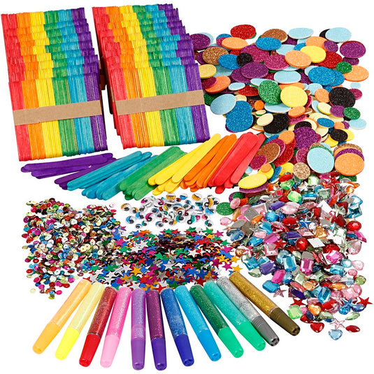 Glitter en houten stokjes