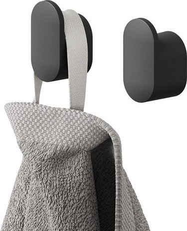 Tiger carv - handdoekhaakjes klein (2 stuks) - 1,6 x 1,4 x 2,5 cm - incl. schroeven en pluggen - zwart