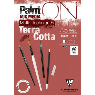 Clairefontaine • painton mixed media papier 250g a5 terracotta 20x