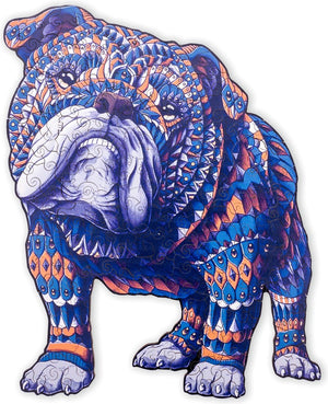 Engelhart houten puzzel bulldog – 159 unieke puzzelstukjes – a3 formaat grote houten legpuzzel – dieren puzzelspel – compact maar uitdagend denkspel – inclusief opbergetui –