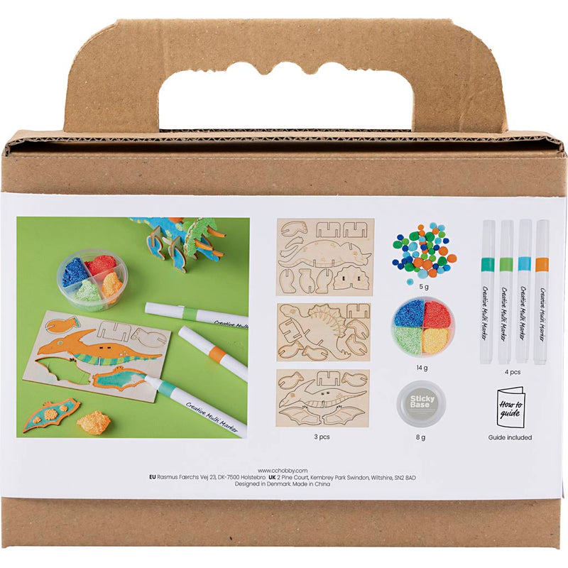 Afbeelding laden in galerijviewer, Creativ company https: www.cchobby.nl mini-hobbyset-decoratie-dinosaurus-blauw-groen-oranje-rood-1-doos
