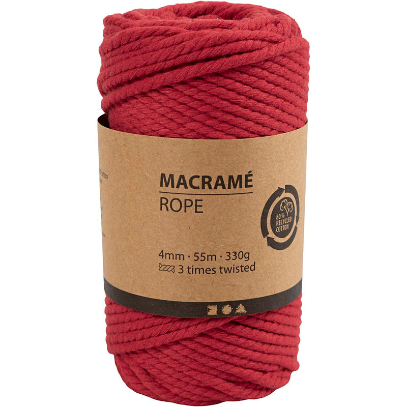 Afbeelding laden in galerijviewer, Https: www.cchobby.nl macrame-koord-l-55-m-d-4-mm-rood-330-gr-1-rol
