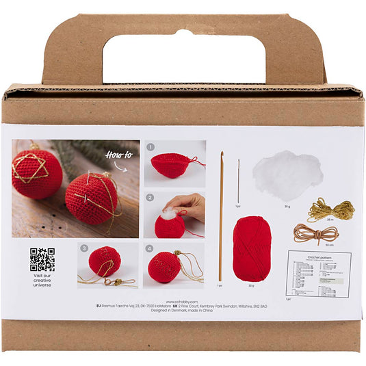 Creativ company hobbyset haken kerstbellen - rood