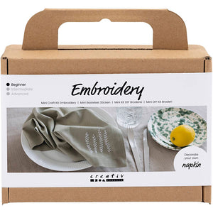 Creativ company mini hobbyset borduren servet dusty groen