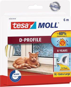 Tesa moll tochtstrip 05393 d profiel - 9mmx6m wit