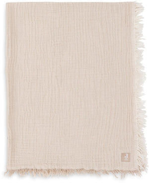 Jollein deken ledikant 120x120cm fringe stripe biscuit ivory gots