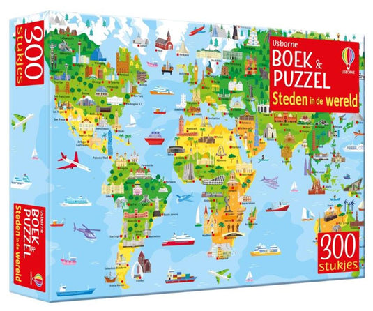 Boek met puzzel, steden in de wereld. 5+