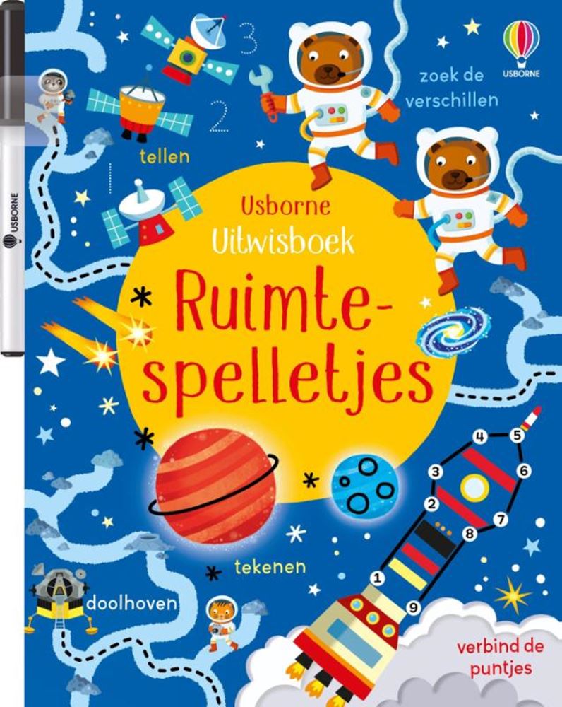 Afbeelding laden in galerijviewer, Uitwisboek: ruimtespelletjes 3+
