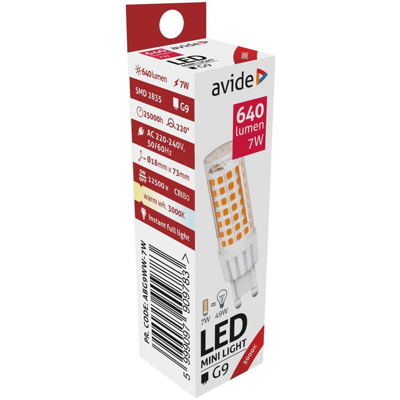 Afbeelding laden in galerijviewer, Avide led lamp 7 w, g9 fitting, 3000 kelvin warmwit, 640 lumen.
