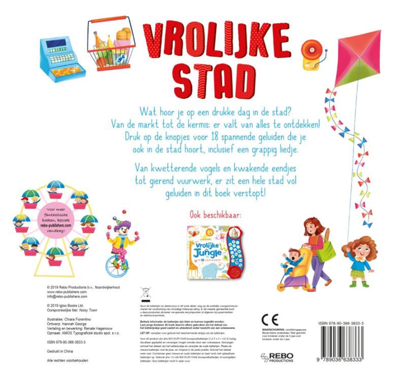 Afbeelding laden in galerijviewer, Rebo publishers geluidenboek: vrolijke stad. 3+
