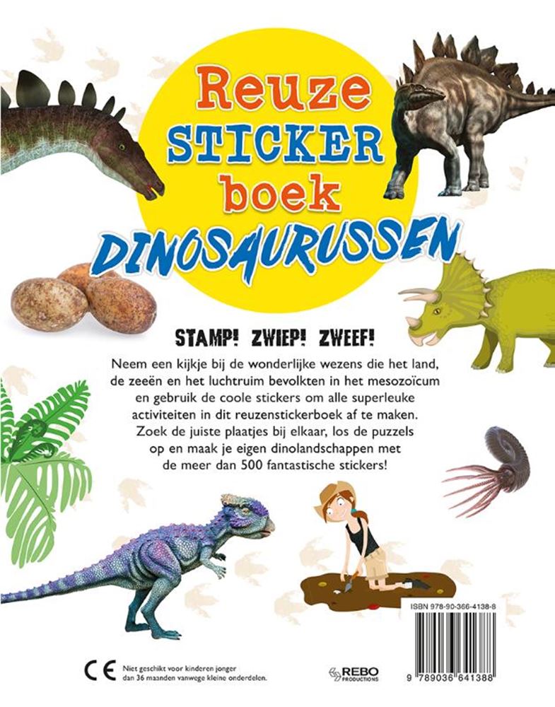 Afbeelding laden in galerijviewer, Rebo publishers stickerboek dinosaurussen. 3+

