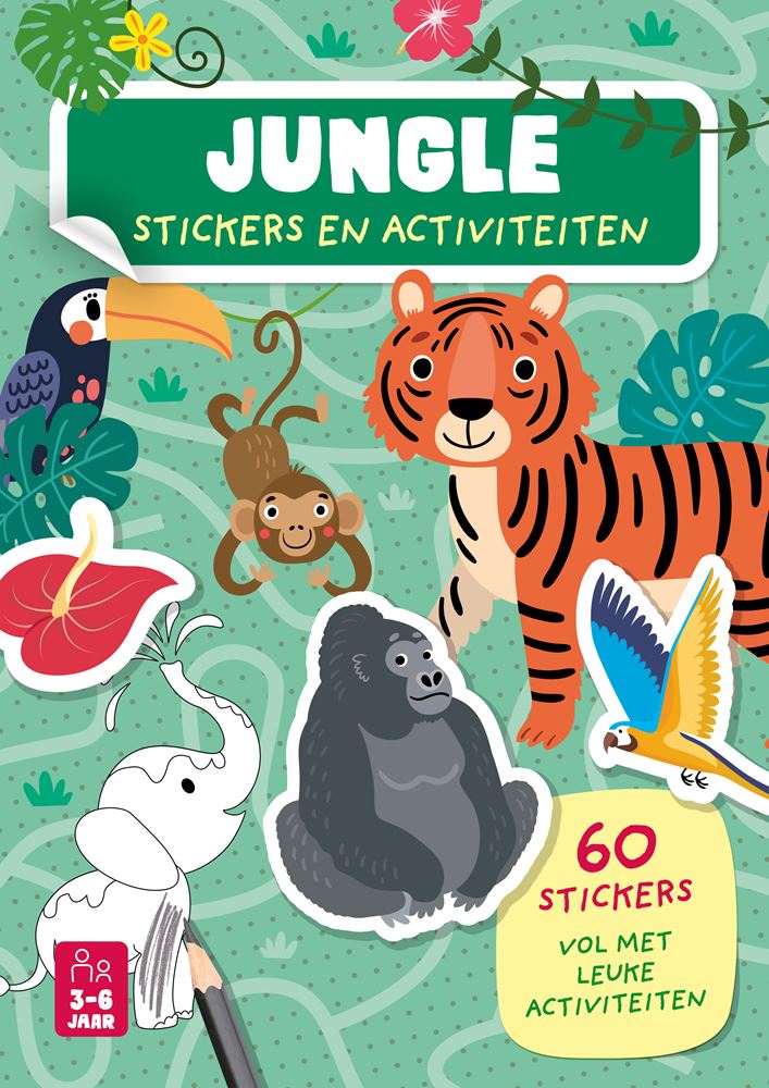 Afbeelding laden in galerijviewer, Stickerboek jungle - 60 stickers. 3+
