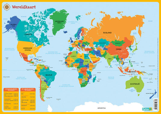 Deltas educatieve onderlegger - wereldkaart