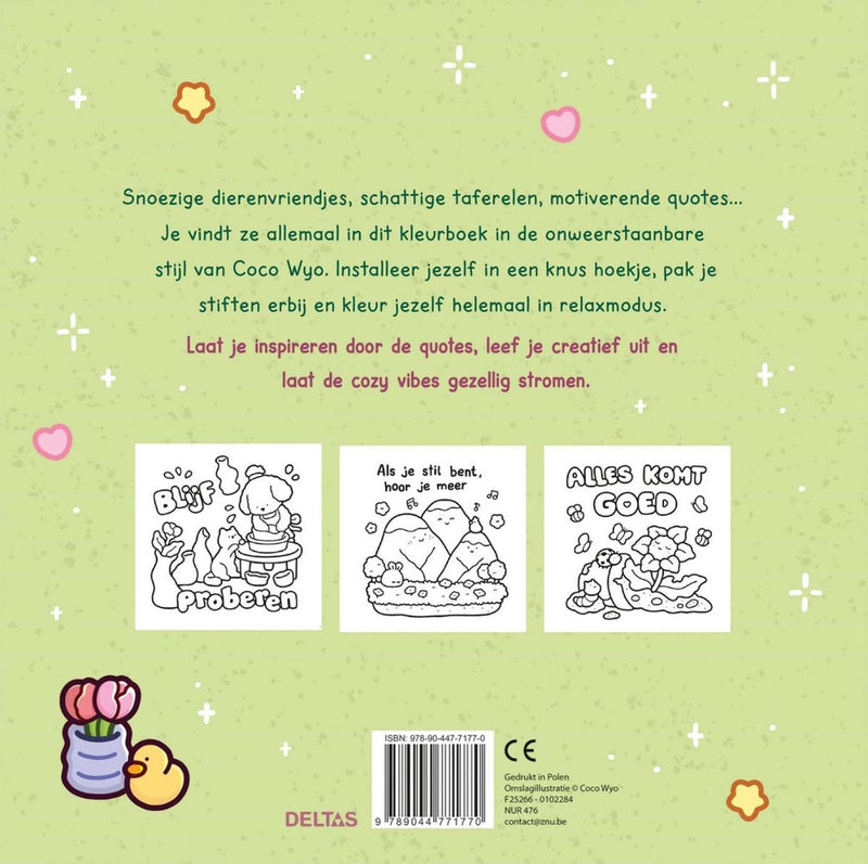 Afbeelding laden in galerijviewer, Deltas cozy vibes cute comfy kleurboek coco wyo
